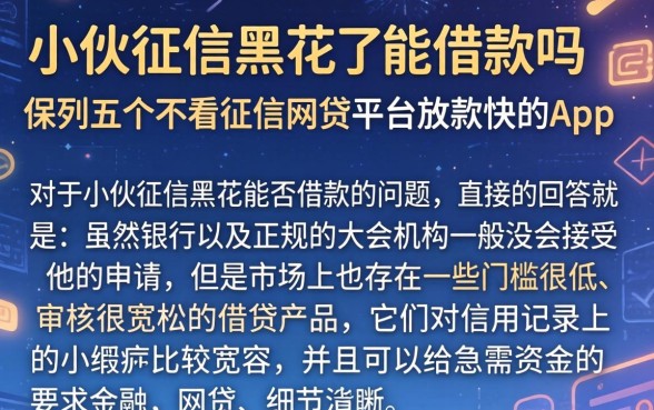 小伙征信黑花了能借款吗，胪列五个不看征信网贷平台放款快的app