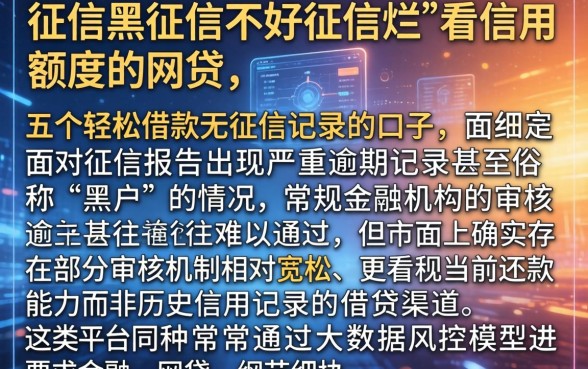 征信黑征信不好征信烂不看信用额度的网贷，详细阐述五个轻松借款无征信记录的口子