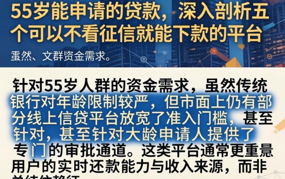 55岁能申请的贷款,深入剖析五个可以不看征信就能下款的平台