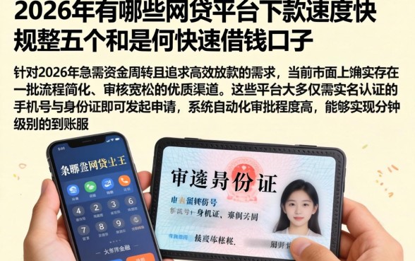 2026年有哪些网贷平台下款速度快，规整五个手机和身份证快速借钱口子
