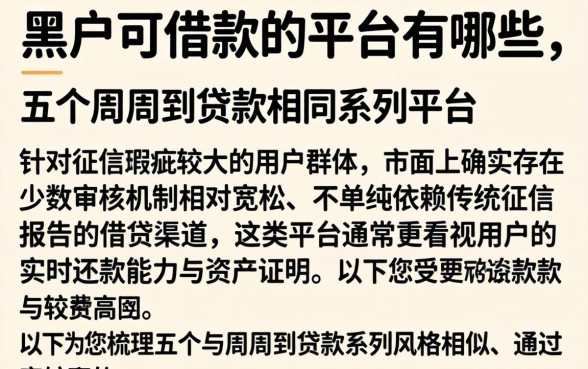 黑户可借款的平台有哪些，细致阐述五个周周到贷款相同系列的平台