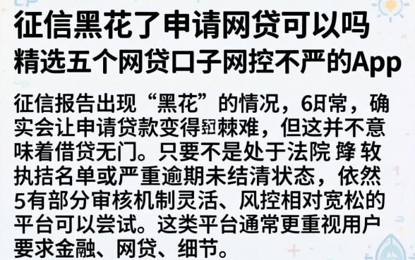 征信黑花了申请网贷可以吗，精选五个网贷口子风控不严的app