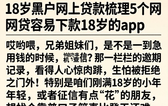 18岁黑户网上贷款，梳理5个网贷容易下款18岁的app