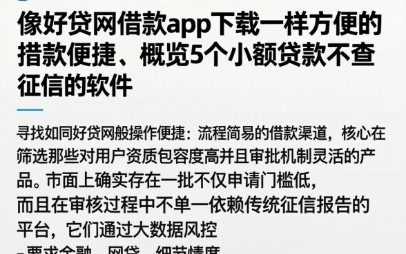 像好贷网借款app下载一样方便的借款平台,概览5个小额贷款不查征信的软件