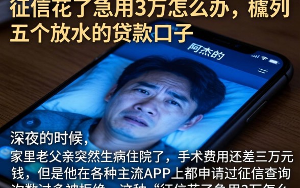 征信花了急用3万怎么办，胪列五个放水的贷款口子