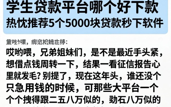 学生贷款平台哪个好下款，热忱推荐5个5000块贷款秒下软件