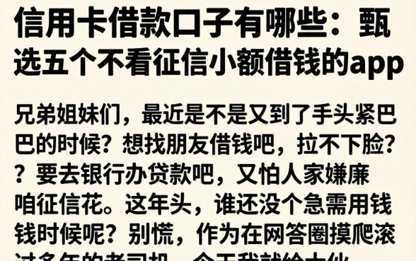 信用卡借款口子有哪些，甄选五个不看征信小额借钱的app