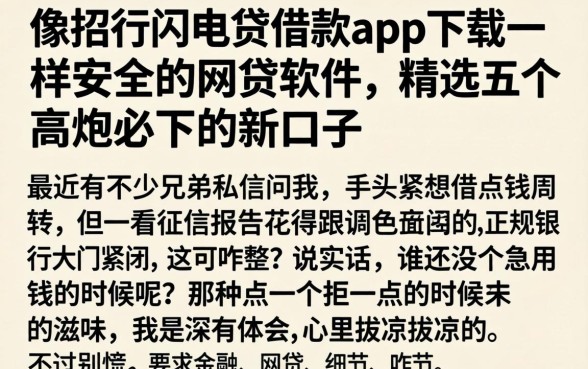 像招行闪电贷借款app下载一样安全的网贷软件，精选五个高炮必下的新口子