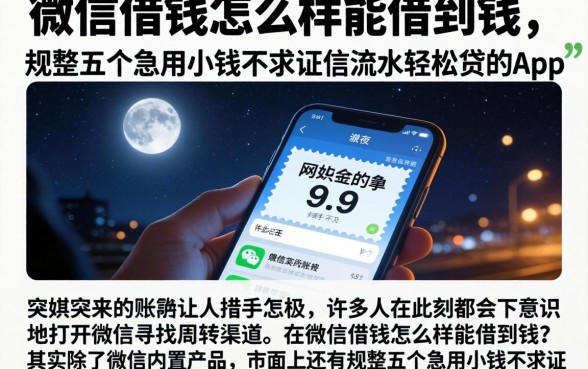 在微信借钱怎么样能借到钱，规整五个急用小钱不求征信流水轻松贷的app