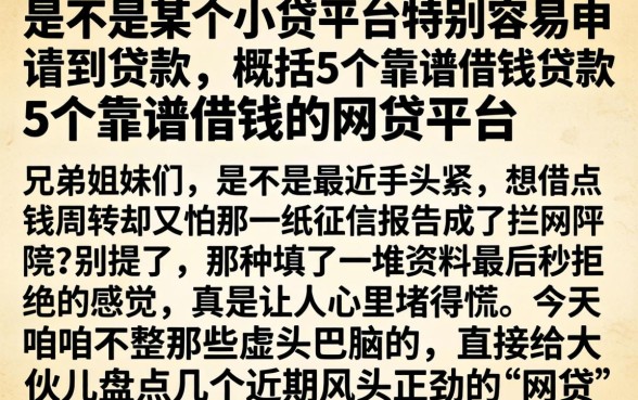是不是某个小贷平台特别容易申请到贷款，概括5个靠谱借钱的网贷平台