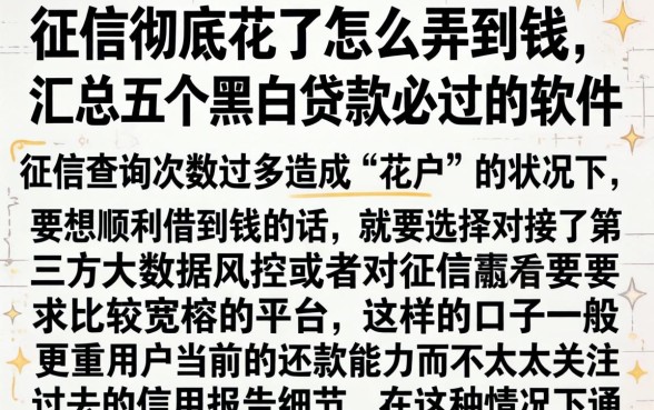 征信彻底花了怎么弄到钱，汇总五个黑白贷款必过的软件