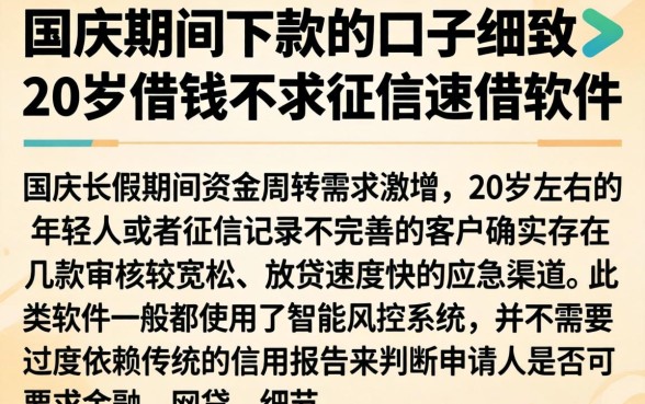 国庆期间下款的口子，细致阐述五个20岁借钱不求征信速借软件