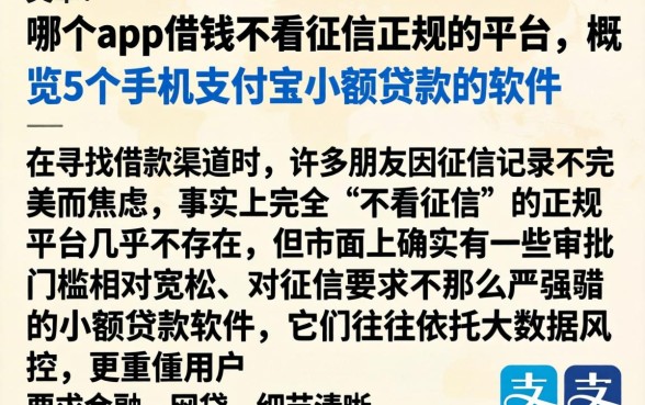 哪个app借钱不看征信正规的平台，概览5个手机支付宝小额贷款的软件