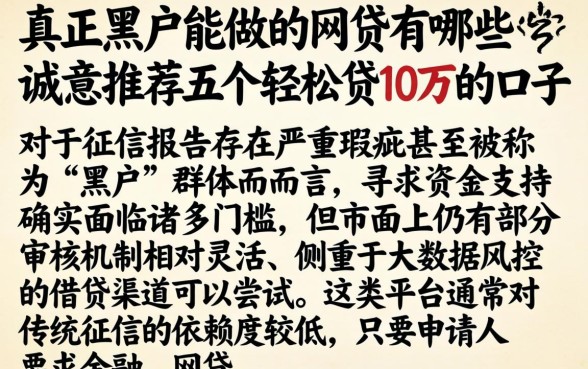 真正黑户能做的网贷有哪些,诚意推荐五个轻松贷10万的口子