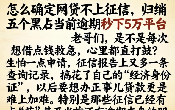 怎么确定网贷不上征信，归纳五个黑户当前逾期秒下5万平台
