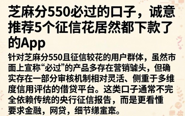 芝麻分550必过的口子，诚意推荐5个征信花居然都下款了的app
