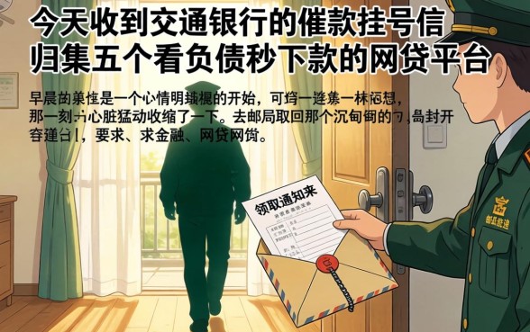 今天收到交通银行的催款挂号信，归集五个不看负债秒下款的网贷平台