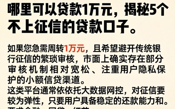 哪里可以贷款1万元，揭秘5个不上征信的贷款口子