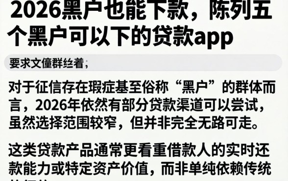 2026黑户也能下款，陈列五个黑户可以下的贷款app