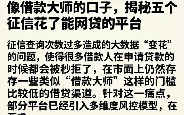 像借款大师的口子，揭秘五个征信花了能网贷的平台