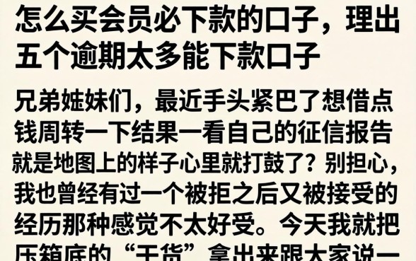怎么买会员必下款的口子，理出五个逾期太多能下款口子