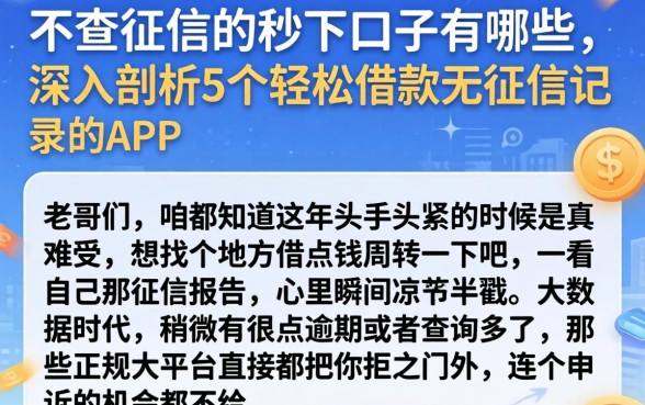 不查征信的秒下口子有哪些，深入剖析5个轻松借款无征信记录的app