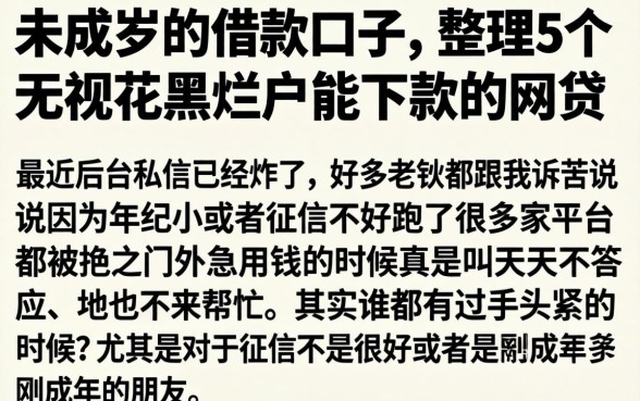 未成年的借款口子，整理5个无视花黑烂户能下款的网贷