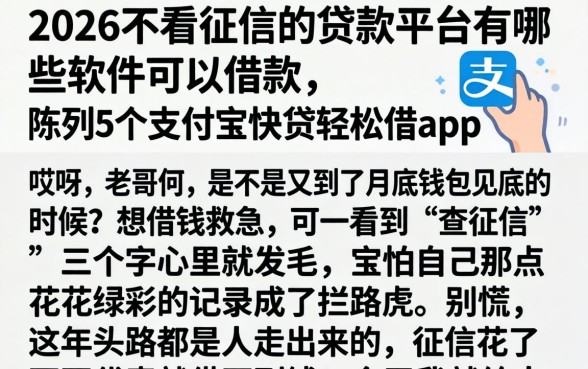 2026不看征信的贷款平台有哪些软件可以借款，陈列5个支付宝快贷轻松借app