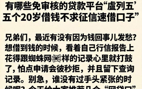 有哪些免审核的贷款平台，胪列五个20岁借钱不求征信速借口子