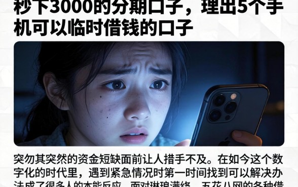 秒下3000的分期口子，理出5个手机可以临时借钱的口子