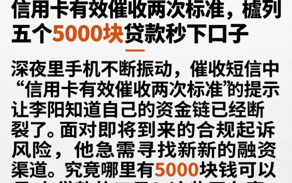 信用卡有效催收两次标准,胪列五个5000块贷款秒下口子