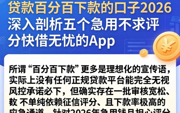 贷款百分百下款的口子2026，深入剖析五个急用不求评分快借无忧的app