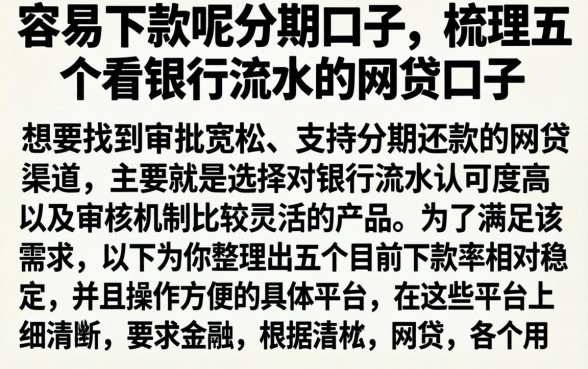 容易下款呢分期口子，梳理五个看银行流水的网贷口子
