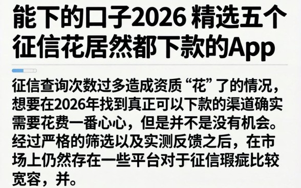 能下的口子2026，精选五个征信花居然都下款的app