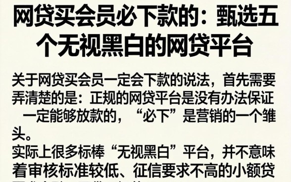 网贷买会员必下款的，甄选五个无视黑白的网贷平台