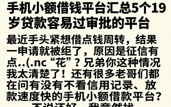 手机小额借钱平台，汇总5个19岁贷款容易过审批的平台