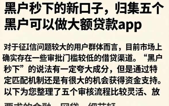 黑户秒下的新口子，归集五个黑户可以做大额贷款app