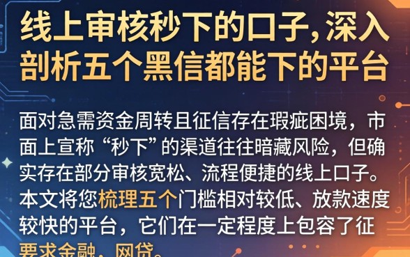 线上审核秒下的口子，深入剖析五个黑户都能下的平台