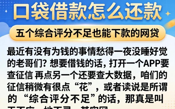 口袋借款怎么还款，详细阐述五个综合评分不足也能下款的网贷