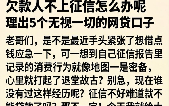 欠款人不上征信怎么办呢，理出5个无视一切的网贷口子