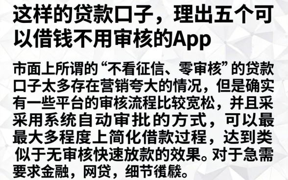 这样的贷款口子，理出五个可以借钱不用审核的app