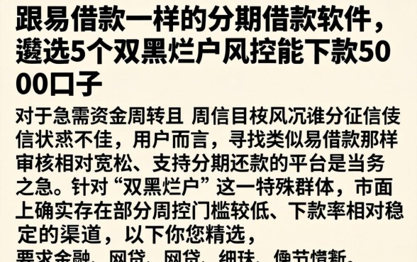 跟易借款一样的分期借款软件，遴选5个双黑烂户风控能下款5000口子