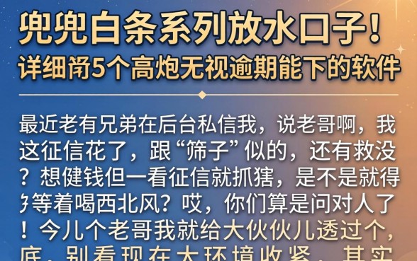 兜兜白条系列放水口子，详细阐述5个高炮无视逾期能下的软件