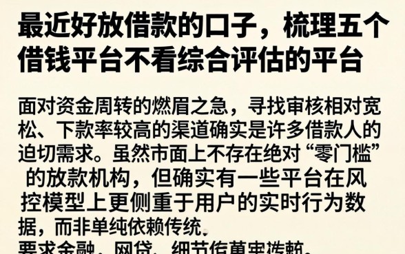最近好放借款的口子，梳理五个借钱平台不看综合评估的平台