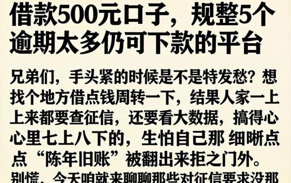 借款500元的口子,规整5个逾期太多仍可下款的平台