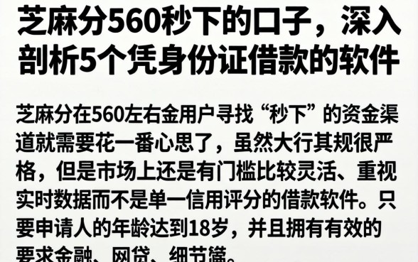 芝麻分560秒下的口子，深入剖析5个凭身份证借款的软件