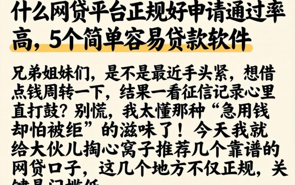 什么网贷平台正规好申请通过率高，详尽说明5个简单容易贷款软件