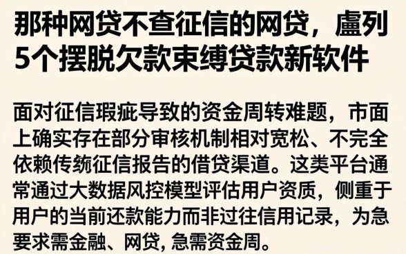 那种网贷不查征信的网贷，胪列5个摆脱欠款束缚贷款新软件