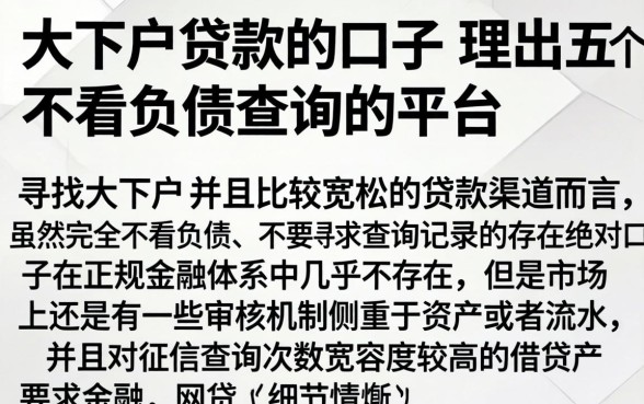 大下户贷款的口子，理出五个不看负债查询的平台
