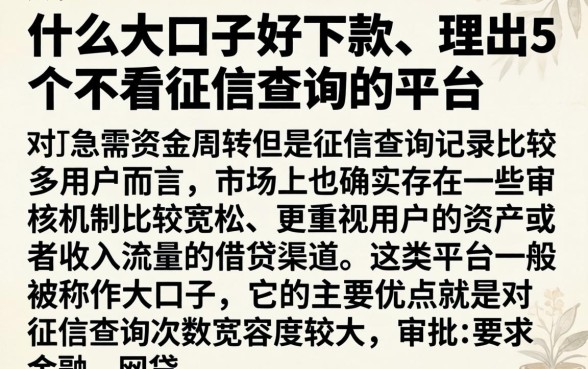 什么大口子好下款，理出5个不看征信查询的平台